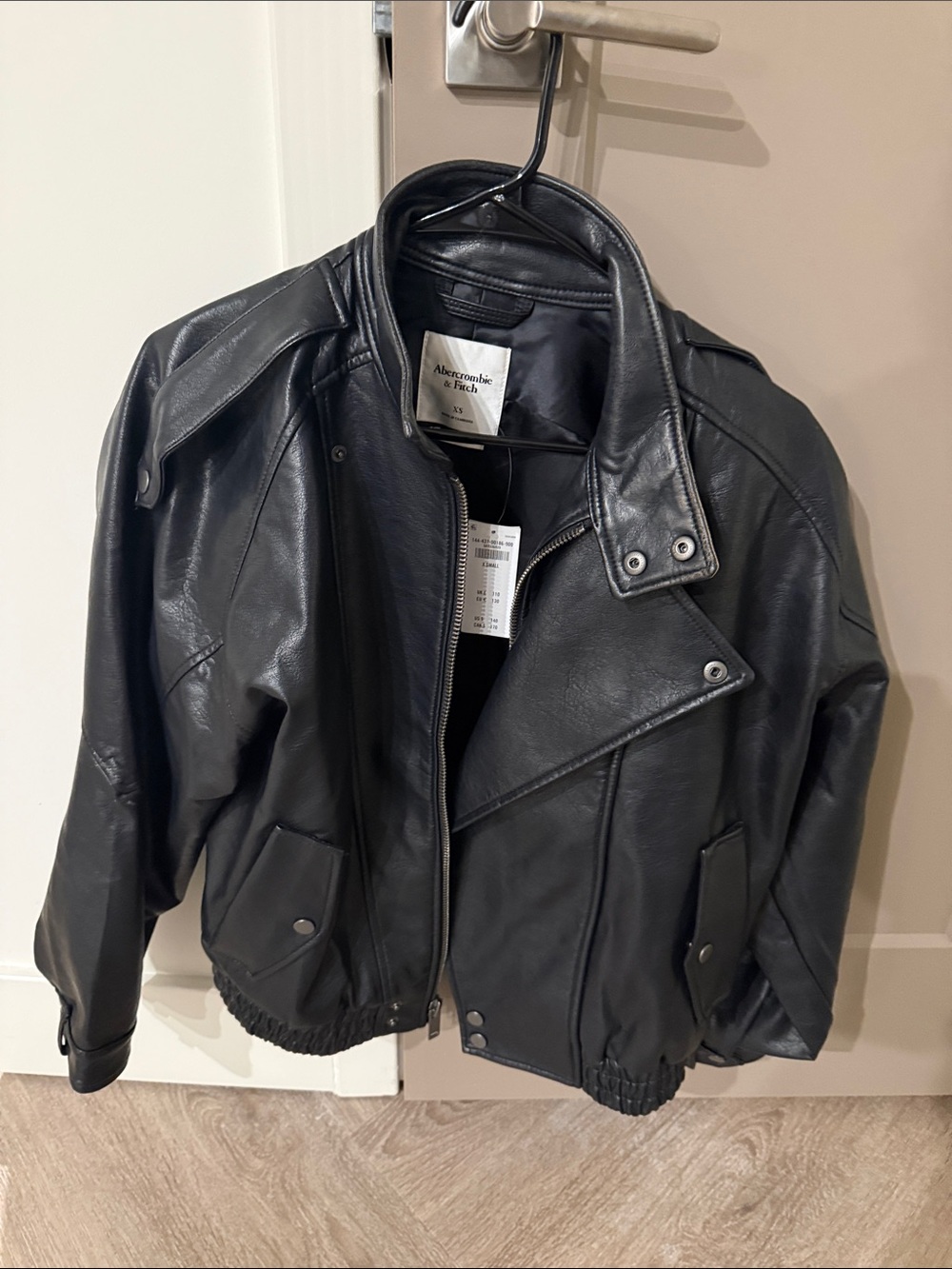 Abercrombie & Fitch Black Faux Leather Bomber Moto Jacket -